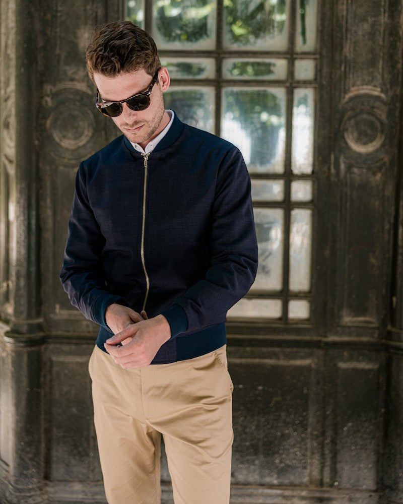 Navy Teddy jacket with flea feet