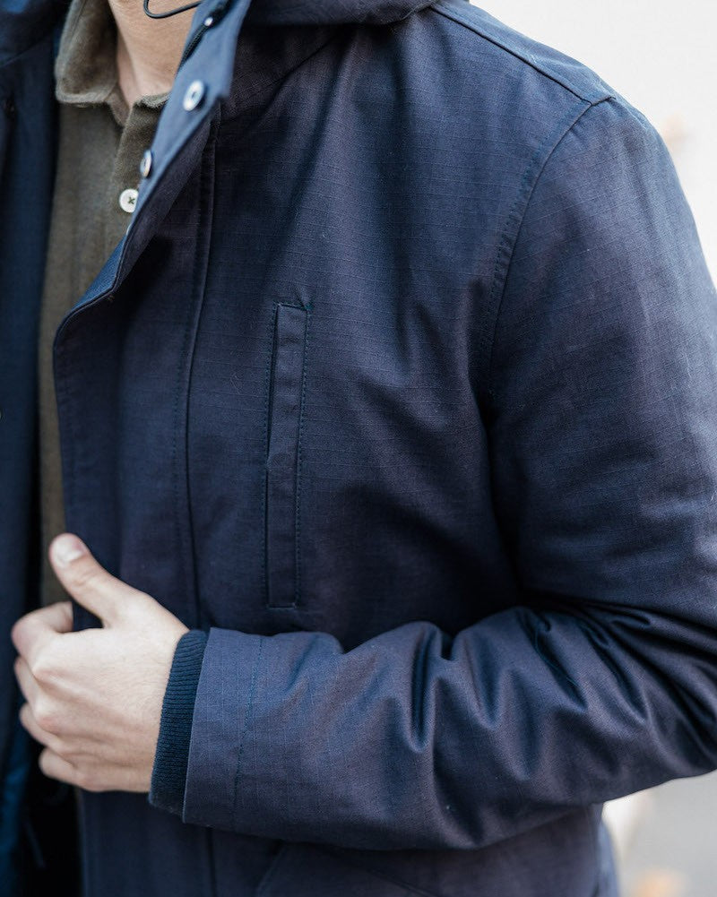 chemise homme de luxe haut de gamme : Parka imperméable navy